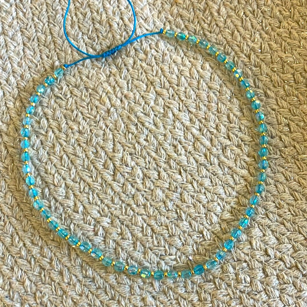 New Super Cute Boho Blue Gold Necklace